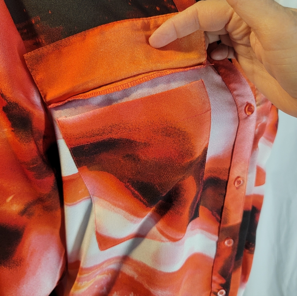 Calvin Klein Abstract Red, White, and Black Women's Top - Picture 10 of 13